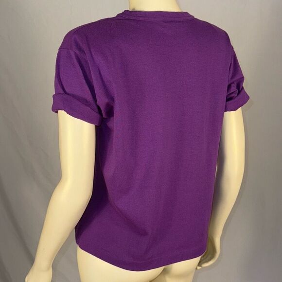Vintage 80’s Purple Geometric Bold Shoulder T-Shirt Women’s Size MP - Picture 7 of 12